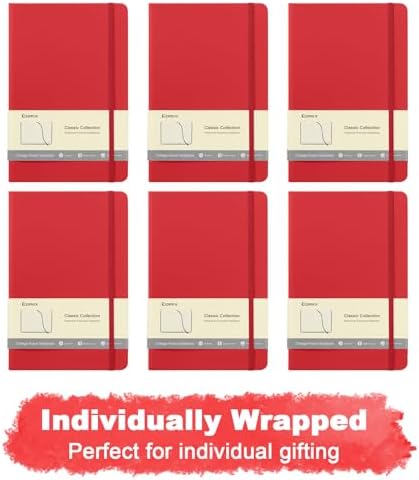 Comix 6 Pack Lined Journal Notebooks for Work, 240 Pages, 5.5"x8.3", Red - Image 6