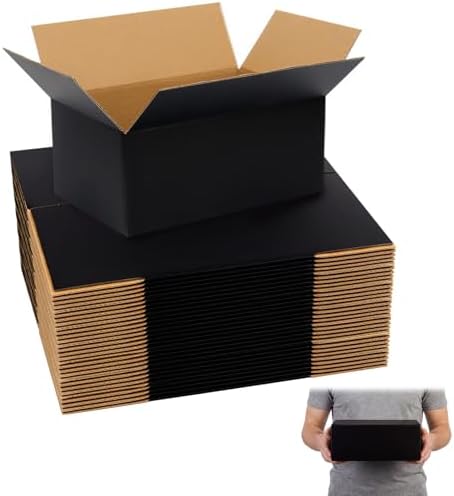 9x6x4 Black Shipping Boxes, 30 Pack Medium Mailer & Packaging Boxes for Small Business, Heavy Duty Corrugated Cardboard, Perfect for Mailing & Shipping by FORBFAN-US