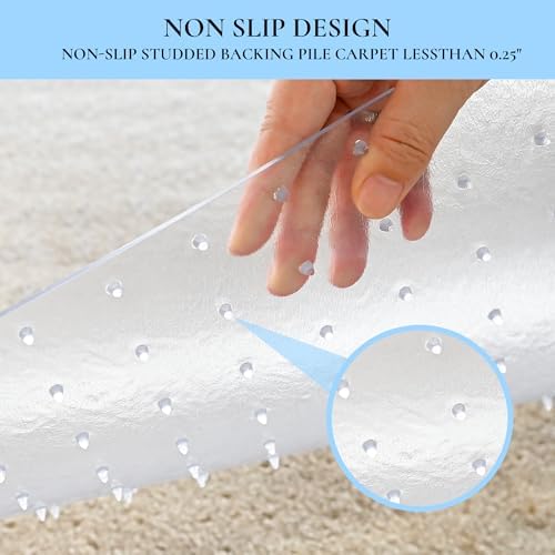 Office Chair Mat, 30" x 48" Transparent Office Desk Chair Mat for Carpeted Floors, Studded Carpet Floors Protector Mat for Home & Offices - Image 4