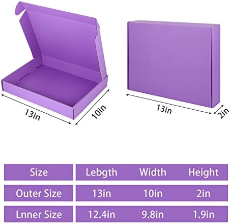 25 Pack Small Shipping Boxes Purple Corrugated Cardboard Box 13x10x2 inches，Corrugated Box for Packaging Small Business,Mailing Packing Literature Mailer,Shipping Gift Boxes - Image 2