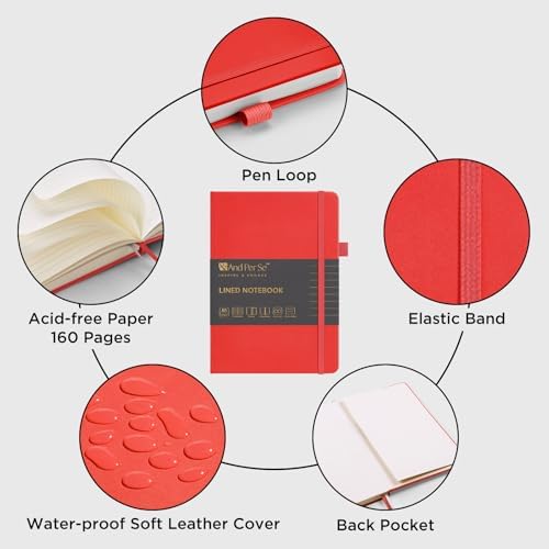 &And Per Se Lined Journal Notebook, 160 Pages, A5 5.7 x 8 inches College Ruled Thick Paper Notebook Journals for Writing, Hardcover Notebooks for Women Men Office School (1 Pack, Red) - Image 5
