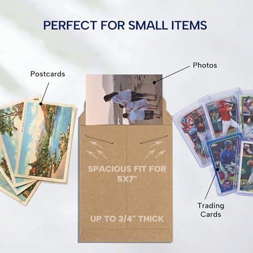 BOX USA Rigid Mailers 6" x 8" (100-Pack) - Kraft Mailer Envelopes for Photos, Trading Cards, Small Prints - Stay Flat - Image 3