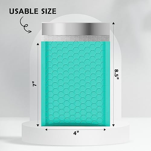Yens Bulk Teal Poly Bubble Mailers 4x8 500 Pack Usable 4x7 - Image 2