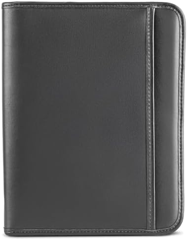 Samsill Professional Padfolio, Faux Leather Junior Portfolio with Zipper, 10.1 Inch Tablet Sleeve, with 7 x 10 Inch Notepad, Black - Image 2