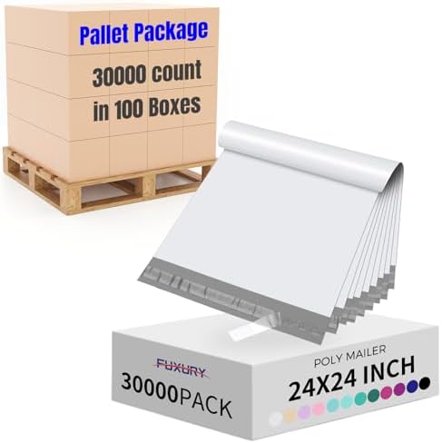 Fuxury 30000Pcs 24x24" Poly Mailers Pallet,White Shipping Bags for Clothes by Fuxury