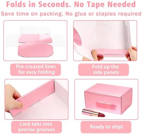 9"x6"x4" 30 Pack Shipping Boxes, Glossy Pink Corrugated Cardboard Mailing Boxes for Small Business Packaging, Shipping Mugs, Subscription Boxes - Image 5