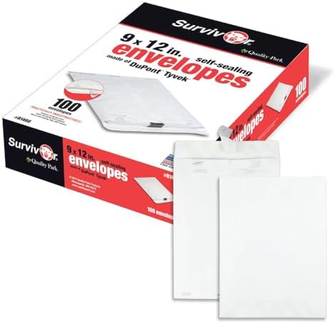 Quality Park Survivor 9 x 12 Catalog Envelopes made with DuPont Tyvek Material, Self Sealing, Puncture, Tear & Moisture Resistant, 100/Box (QUAR1460) by Quality+Park