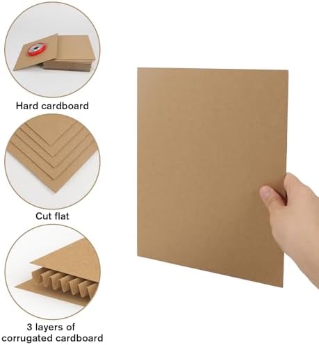 Calenzana 8.5x11 Browm Corrugated Cardboard Sheets, Flat Card Boards Inserts for Crafts, Packing, Shipping, Moving, Mailing, 200 Pack - Image 3