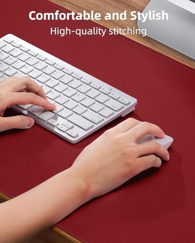 AFIING Large Desk Mat 55" x 24" - PU Leather Desk Pad Protector, Waterproof Non-Slip Extended Mouse Pad for Office Desk, Keyboard, Laptop and Home Workspace Red - Image 3