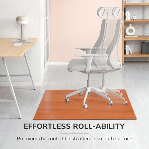 Anji Mountain 52" x 48" Bamboo Office Chair Mat for Carpet & Hardwood Floor - Image 5