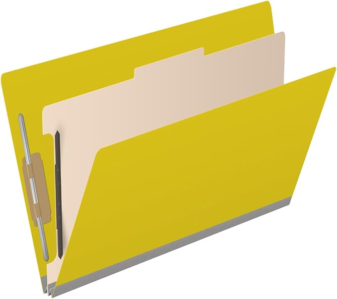 Ecom Folders Top Tab Pressboard Classification Folders | Legal Size 25 Pt Stock with 1 Divider | 2/5 Cut ROC Tab for Medical & Office Filing | 4 Filing Sections | Yellow, Box of 10 - Image 2