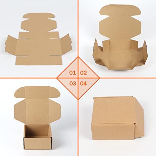 PHAREGE 100 Pack 4x4x2 inch Small Shipping Boxes, Brown Mailing Boxes - Image 6