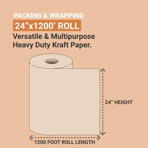 Delta Paper Shipping Paper Roll 24"L, 1-Pack | Large Kraft Paper Roll for Packing, Moving and Storage - Image 2