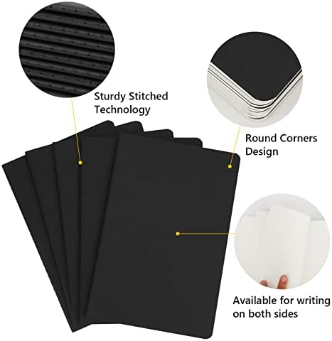 EUSOAR College Ruled Notebook, 24pcs A5 5.5"x8.3" 60 Pages Soft Cover Black Lined Subject Journal Notebooks, Writing Note Pads Sketchbook Memo, for Business Office Work Note Taking - Image 4