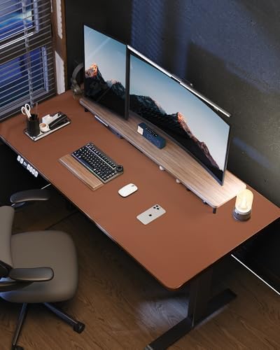 AFIING Large Desk Mat 55" x 24" - PU Leather Desk Pad Protector, Waterproof Non-Slip Extended Mouse Pad for Office Desk, Keyboard, Laptop and Home Workspace (Brown) - Image 6