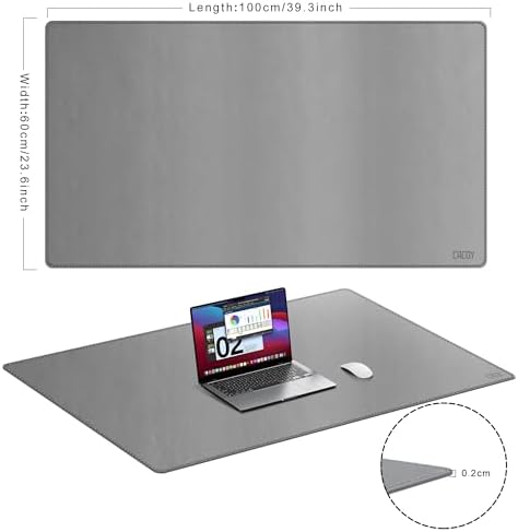 Cacoy 40" x 24" PU Leather Moues Pad for Desk, XXL Large Computer Desk Pad Blotters for Keyboard and Mouse, Waterproof Desk Mat Protector for Office and Home (Grey) - Image 3
