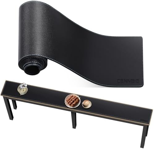 CENNBIE Console Table Leather Cover - 78.8 x 5.9 Inches Sofa Table Narrow Long Mat - TV/Media/Gaming/Center Console Table Protector Pad for Narrow Side Table, Sideboard, Entryway Table (Black) by CENNBIE