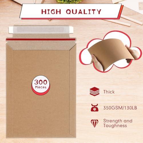 Fainne 250 Pieces 6x8 Rigid Photo Mailers, Cardboard Keep Flat - Image 2