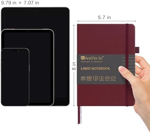 &And Per Se Lined Notebooks 3-Pack Gift Set, A5 Hardcover Journals, 160 Pages 100gsm Thick Paper, 3 Assorted Colors (Black, Green, Dark Red) - Image 2