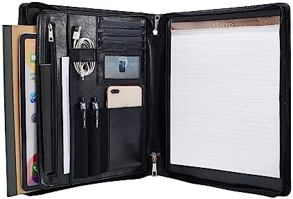 Leather Portfolio for Men, Personalized Leather Portfolio with Zipper, Customized Portfolio Organizer, Vegan Leather Padfolio for Women, Custom by DUKECOW