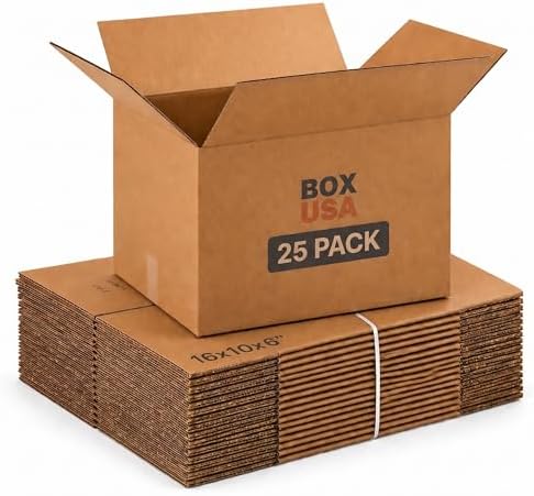 BOX USA Shipping Boxes 16"L x 10"W x 6"H, 25-Pack Medium Corrugated Cardboard Boxes for Shipping, Mailing, Packing, Packaging and Storage by BOXUSA