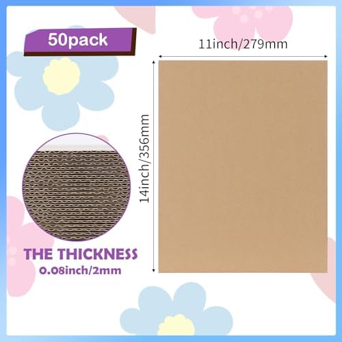 RLAVBL 50 Pack 11x14 Corrugated Cardboard Sheets, Flat Cardboard Inserts for Shipping, Mailing, Packing, DIY Crafts - Image 2