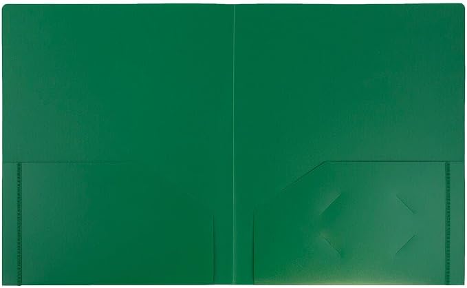 JAM PAPER Heavy Duty Plastic 2 Pocket Extra Tough School Folders - Green - Bulk 48/Pack - Image 2