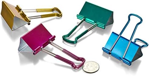 Officemate Easy Grip Large Binder Clips, Assorted Metallic Colors, 6 Packs of 6 Clips Each (31051) by Officemate