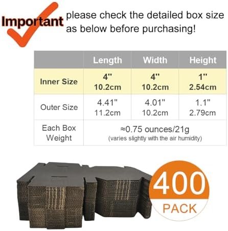 400 Pack 4x4x1'' Small Shipping Boxes, Corrugated Cardboard Mailers for Business, Black (CM441B-400) - Image 2