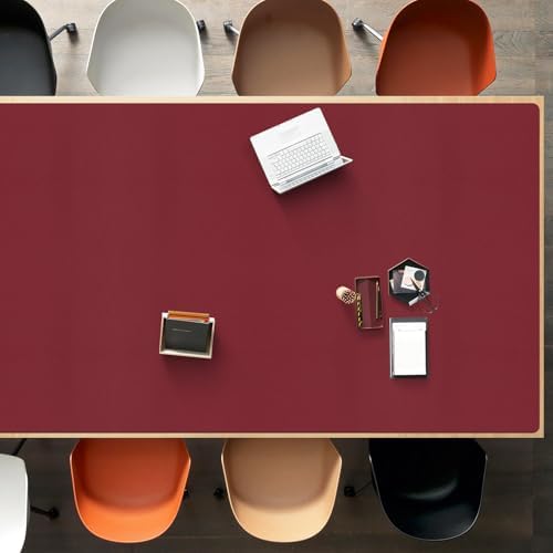 Wine Red Plastic Table Cover Protector, 36" x 72" PVC Desk Pad Mat by FURKIT