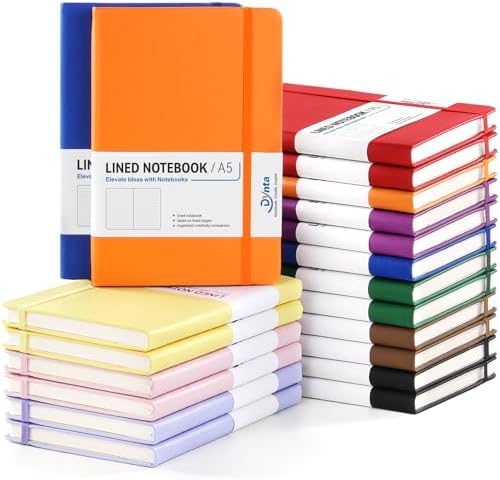 Dynta 20 Pack Hardcover Leather Journal, A5 College Ruled Notebooks by Dynta
