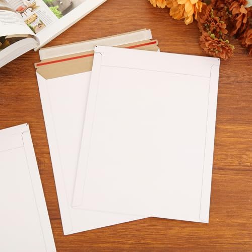 100 Pack 9.5x12 Inch Rigid Mailers, Self Seal Photo Document Mailer Cardboard Mailing Envelopes Stay Flat Mailers for CD, Photos, Document, Pictures, Papers, Files, White - Image 5