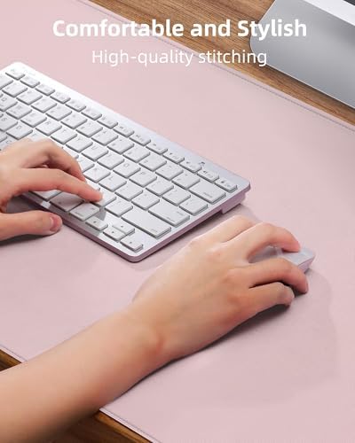 PU Leather Desk Mat Protector - 55"x17" Large Non-Slip Office Desk Pad, Waterproof Keyboard & Mouse Pad, Premium Workstation Cover for Home & Office (Light Pink) - Image 3