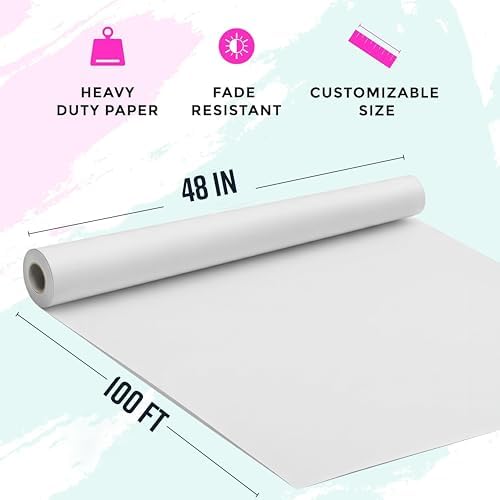 Bryco Goods 48" x 1200" (100') White Kraft Paper Roll - Made in USA - Craft Paper for Bulletin Board Art Table Covering Drawing Gift Wrapping Bouquet Packing Parcel 80GSM - Image 2