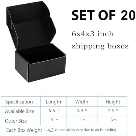 Black Shipping Boxes 6x4x3 Inches, 20 Pack - Image 2