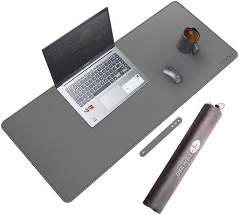 CENNBIE 35.5" x 16" Leather Desk Mat, Computer Mouse Pad for Office(Grey) by CENNBIE