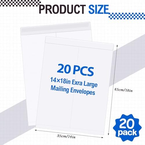 Motipuns 20 Pcs 14'' x 18'' Large Mailing Envelopes with Gummed Flaps - Image 2