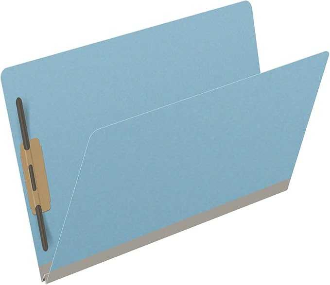 Ecom Folders End Tab Pressboard File Folders | Legal Size 25 Pt Stock with 2" Tyvek Expansion | Full Cut Tabs for Medical Charts, Legal Documents & Office Records | Light Blue, Box of 25 - Image 2