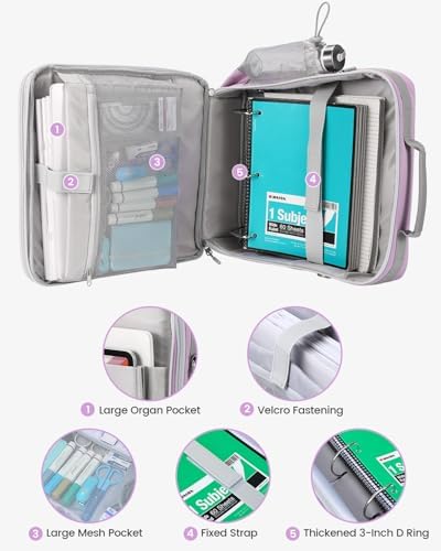 Zipper Binder 3 Inch D-Ring 3 Ring with Water Bottle Holder - Image 3