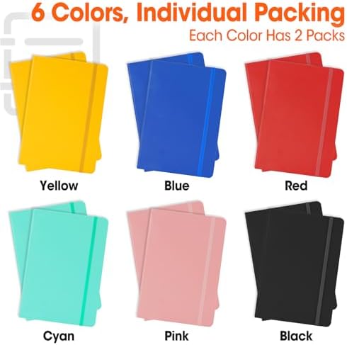 12 Pack Lined Journal Notebook for Work, 200 Pages, Medium 5.5 in x 8.3 in, 6 Colors A5 College Ruled, Hardcover Journaling Notebooks for Writing, Note Taking - Image 3