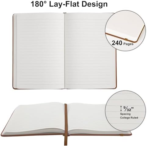 Comix 12 Pack Lined Journal Notebooks for Work, 240 Pages, 5.5"x8.3", Brown - Image 4