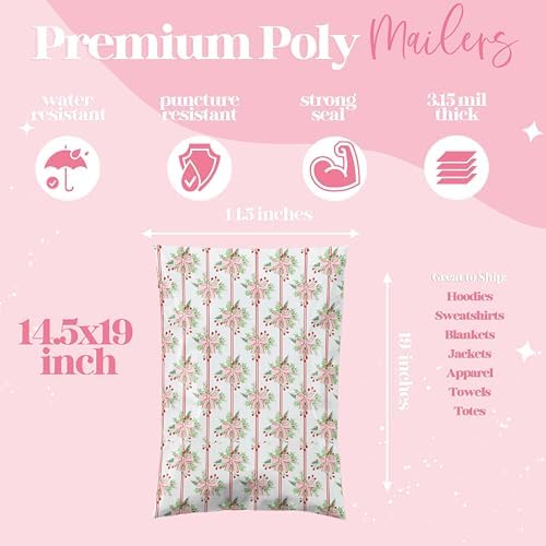 Pretty Package Store Poly Mailers 6x9, Christmas Bows, 100 Pack - Image 5