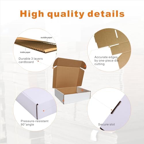 50 Pack 7x6x2'' Small Shipping Boxes, Corrugated Cardboard Mailers for Business, White (CM762) - Image 3