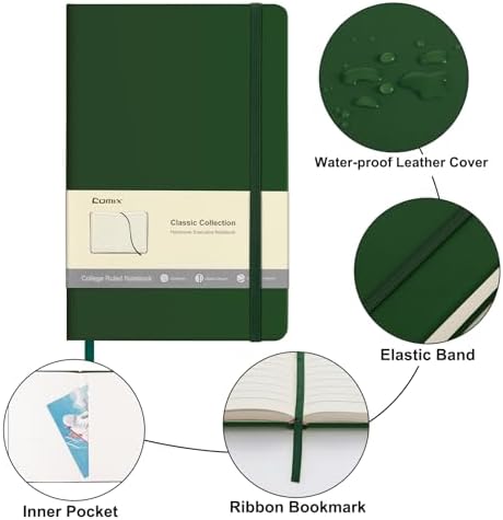 Comix Lined Journal Notebook for Work, 240 Pages, 5.5" x 8.3", Dark Green - Image 3