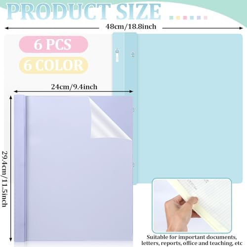 6 PCS Pastel Plastic Report Covers with 3 Prongs Clear Front Presentation Folders 3 Prong Folders for Resume Portfolio Document Report Letter Proposal School Classroom Office Supplies (Pastel) - Image 2