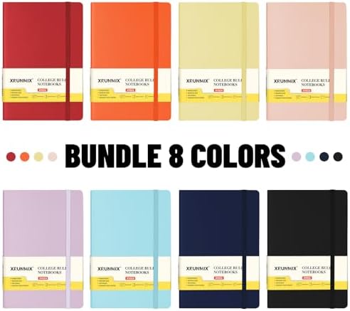 XRUNMIX 8 Packs Lined Notebook for Work, Journals for Writing, A5 Size (5.5" x 8.3"), 100gsm Thick Paper, Lined 160 Pages, Hardcover Classic Notebook for Journaling & Note-Taking- 8 Assorted Color - Image 2