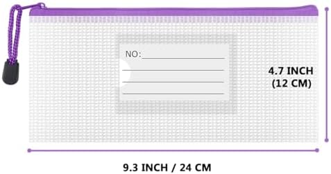 BOPART 24pcs Small Mesh Zipper Pouch 9.3x4.7 Inches Mesh Pouch Bags, Small Mesh Bag with Label Pocket for Office Supplies, Plastic Zip Bill Bags for Home Travel Storage & Organizing - Image 2