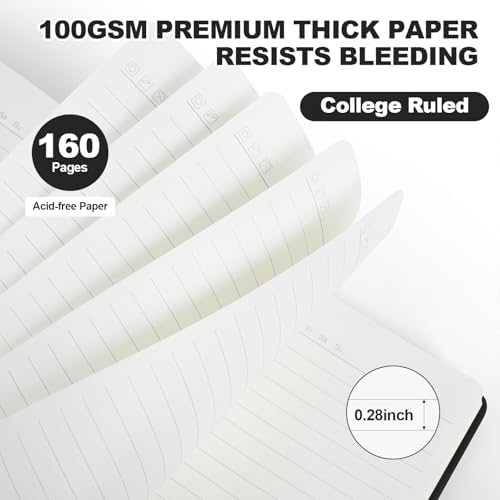 8 Pack Lined Journal Notebooks for Work, 100 GSM Paper, 5.5"x8.3", Black - Image 3