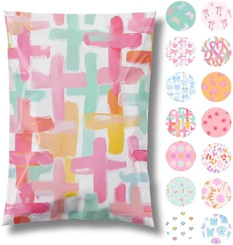 Pretty Package Store Poly Mailers 6x9, Pastel Cross, 100 Pack by PrettyPackageStore