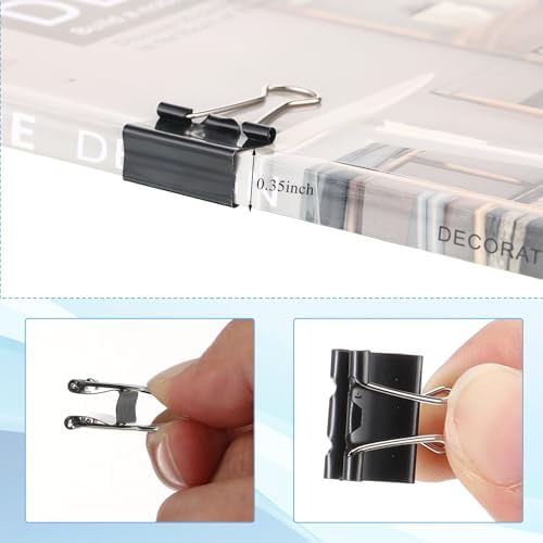 Jetec 200 Pcs Black 0.6 Inch Binder Clip Paper Clamp Metal Paper Clip - Image 3